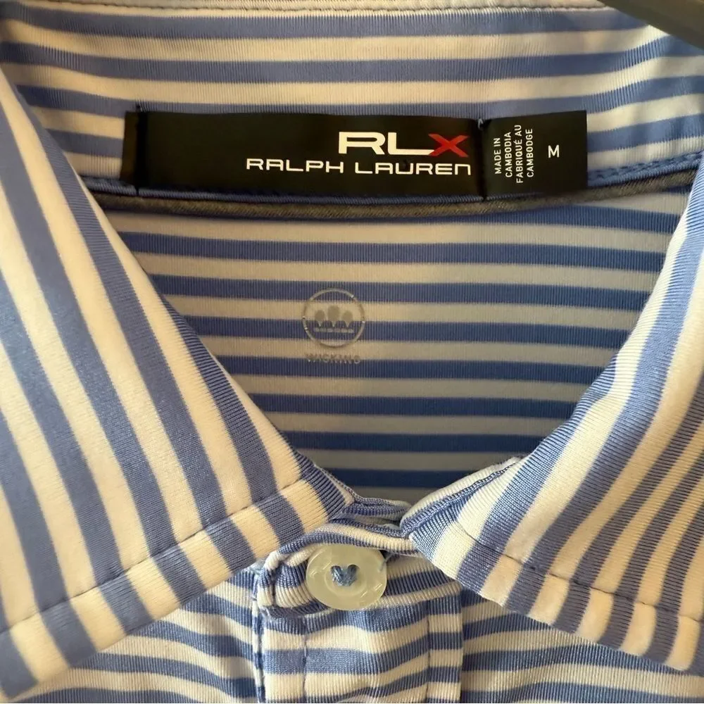 Ralph Lauren Blue and White Striped Polo Shirt Preppy